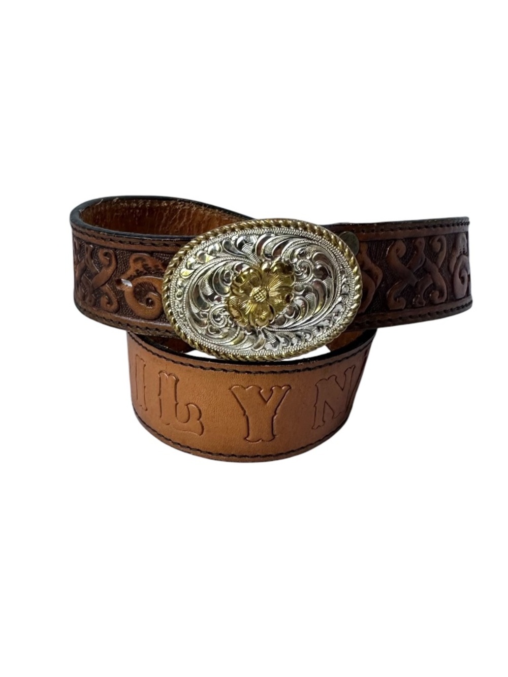 Vintage Tan Leather MARILYN Western Crumrine Eagle Silver Buckle Size 26 XS